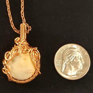 Unpolished Amazonite Wrapped Pendant in Copper Wire